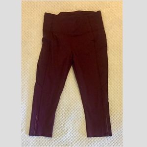 Lululemon Fast & Free Crop Reflective Dk Purp